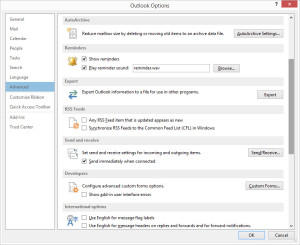 Outlook Auto Archive – Outlook Advanced Options